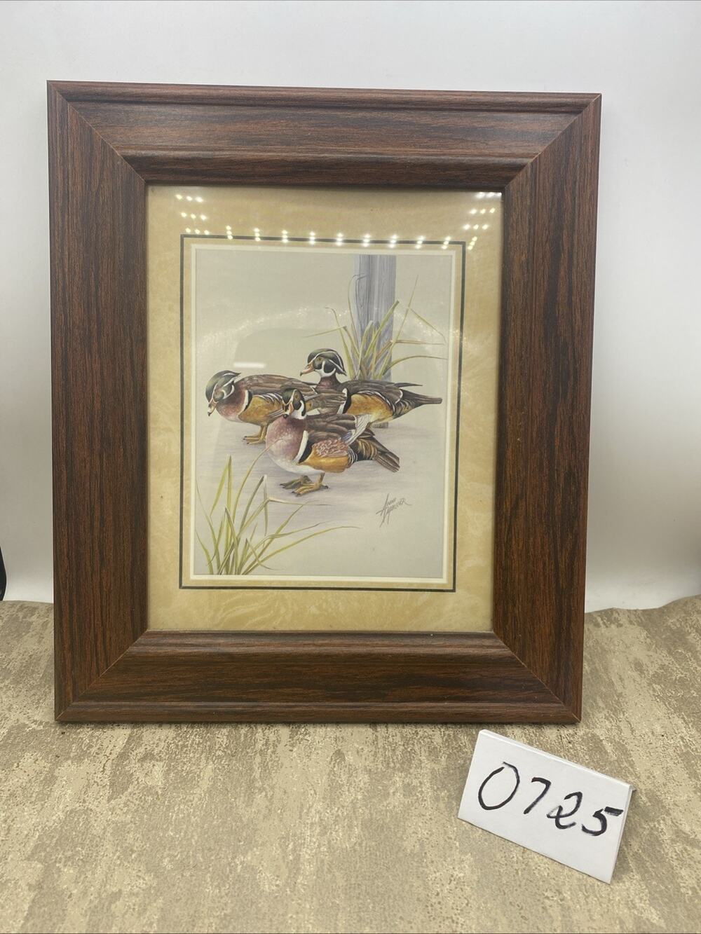 1989 Charming Vintage Anni Moller Signed PRINT, Wood Ducks Art Work.